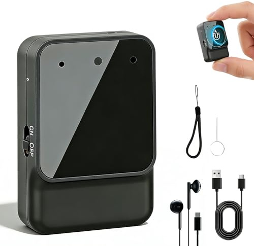 Mini Enregistreur Vocal 64 Go, Dictaphones Numériques avec Réduction du Bruit, Enregistreur Audio avec Écouteurs, Enregistrement en Une Touche, Enregistreur de Voix pour Voiture, Réunions, Classe