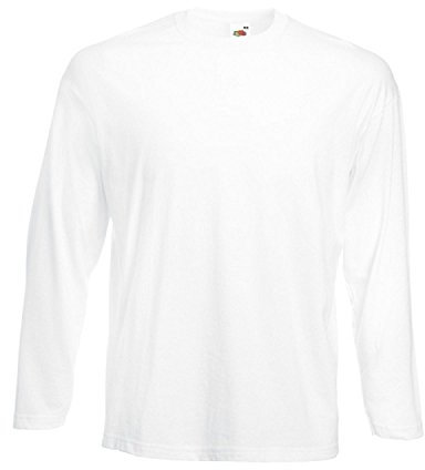 FRUIT OF THE LOOM Mens Long Sleeve T Shirt White Medium