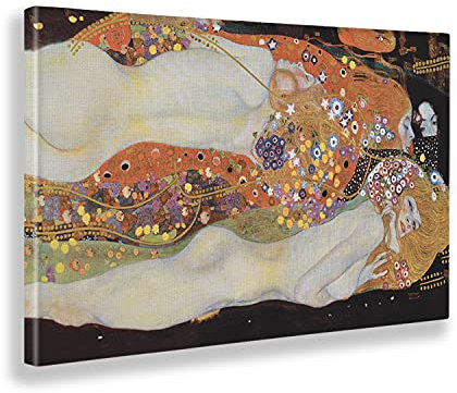 Giallobus - Gemälde - Gustav Klimt - Wasserschlangen - Leinwand mit Standardrahmen - 140x80 - Bereit zum Aufhängen - Moderne Gemälde für zu Hause