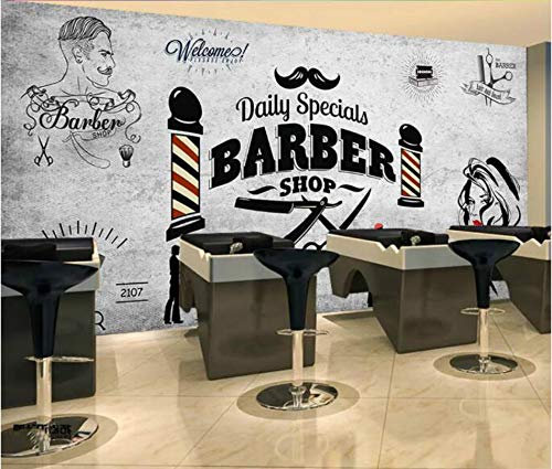 Keshj Rétro Salon De Coiffure Fond Papier Peint Mural Pour La Coiffure Barber Shop Fond Décoration Murale Fonds D'Écran Modernes 3D -350Cmx245Cm