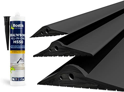 DQ-PP GARAGENTOR DICHTUNG – 1,5m – 30mm x 160mm – inkl. Montagekleber – schwarz – Bodenabdichtung aus EPDM – Gummidichtung – Garagendichtung – Gummischwelle – Türschwellendichtung Bodenplatte