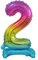 GoDan Beauty&Charm Luftballons Zahlen 0-9 zum Aufstellen auf dem Tisch 38 cm Folienballon Geburtstagsluftballons Zimmer und Raumdekoration beim Geburtstag Jubiläum (Zahl 2 Regenbogen)