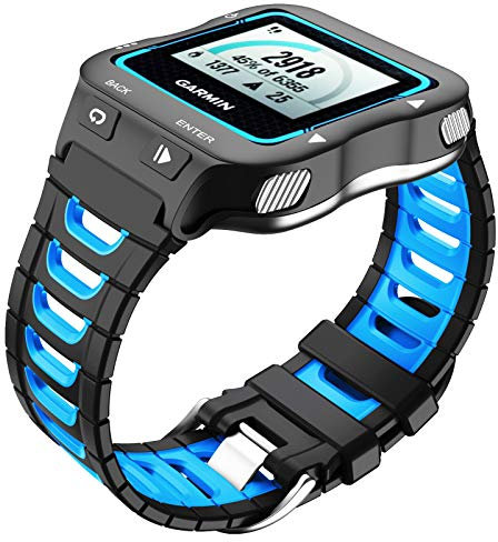 NotoCity Armband für Garmin Forerunner 920XT Silikon Ersatzarmband Kompatibel mit Garmin 920XT Sport Armband(Schwarz Blau)