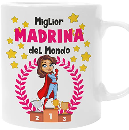 bubbleshirt Tazza madrina Miglior madrina del Mondo - idea regalo compleanno - divertenti