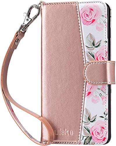 ULAK Handyhülle für Samsung Galaxy S10 Plus Hülle Premium Leder Schutzhülle Tasche Flip Case Standfunktion Kartenfach Klapphülle mit Stoßfest Cover für Samsung S10 Plus 6,4 Zoll - Roségold