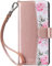 ULAK Handyhülle für Samsung Galaxy S10 Plus Hülle Premium Leder Schutzhülle Tasche Flip Case Standfunktion Kartenfach Klapphülle mit Stoßfest Cover für Samsung S10 Plus 6,4 Zoll - Roségold