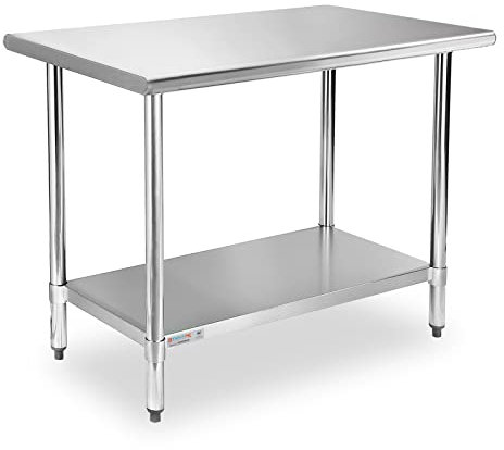 STABLEINK NSF Table de préparation et de travail en acier inoxydable 61 x 91,4 cm avec étagère réglable et pied de table, pour cuisine commerciale, restaurant, hôtel et garage