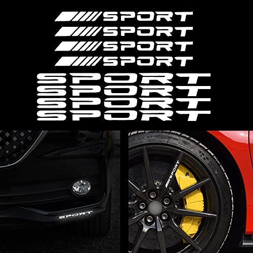 TOMALL 8 Stück Auto Felgennabe Reflektierende Aufkleber Racing Performance Sport Logo Aufkleber Auto LKW Stoßstange Türgriff Fenster Motorrad Laptop Wasserdichte Dekoration (Weiß)