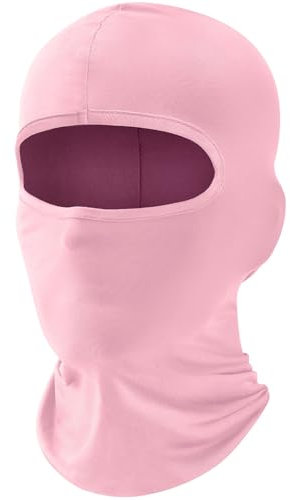 fuinloth Balaclava Ski Face Mask, Motorcycle Cycling Neck Warmer for Helmet, UV Protector Scarf for Men/Women Light Pink