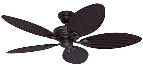 HUNTER FAN Ceiling Fan Bayview 137 cm Indoor and Outdoor, and Pull Chain, New Bronze, 5 Reversible Blades Antique Dark and Antique Dark Ideal for Summer or Winter, Model 24993