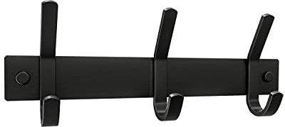 SAYONEYES Porte-manteau mural avec 3 crochets à suspendre – 22,9 cm – Acier inoxydable SUS304 robuste – Finition mate étanche – Crochet mural pour salle de bain, cuisine, entrée (noir)
