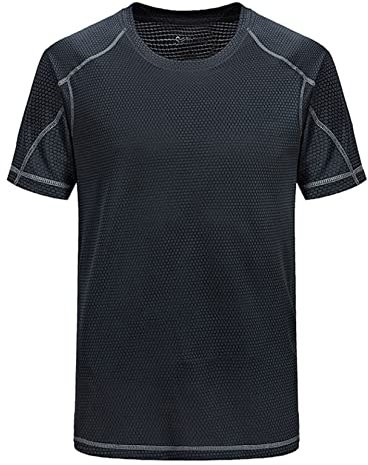 Jowowha Herren T-Shirt Sport Trikot Kurzarm Unterhemd Tops Fußball Shirt Gym Laufen Trainingsshirt Basketball Kleidung S-8XL A Dunkel Grau 4XL