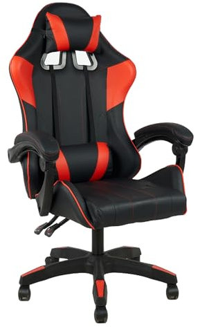 Il Gruppone Passione Casa Sedia Gaming Professionale SimilPelle Reclinabile Con Braccioli Poltrona Ufficio Regolabile in Altezza Pistone Gas,Cuscino Poggiatesta E Lombare Gamer -Rosso