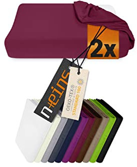 npluseins Juego de 2 fundas elásticas para cojín cervical (959.1234, L, 40-45 x 60-80 cm), color burdeos