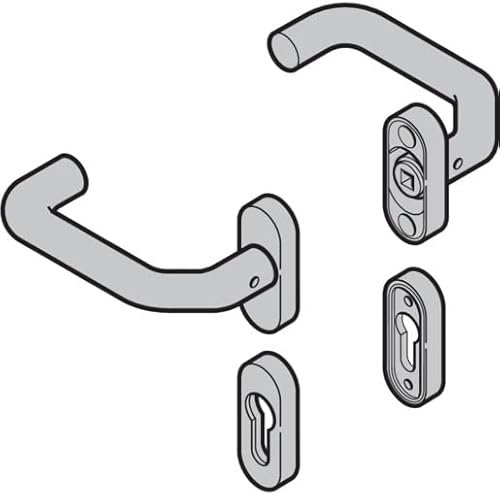 Hörmann Drückergarnitur Profilzylinder (92) gekröpft, Aluguss Naturton (F1)