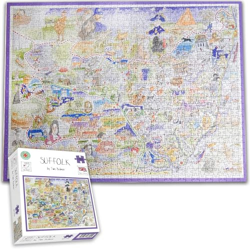 Comical Map Of Suffolk by Tim Bulmer - 1000 Piece Puzzle for Adults