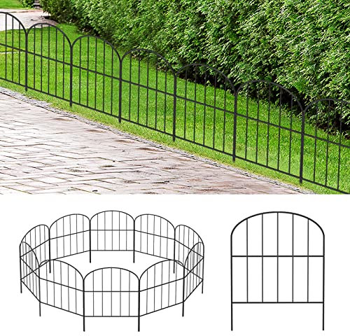 OUSHENG Small Decorative Garden Fence, 10ft (L) x 16.5in (H) Fencing, Rustproof Metal Wire Panel Border Animal Barrier for Dog, Flower Plant Edging for Yard Backyard Outdoor, Arched