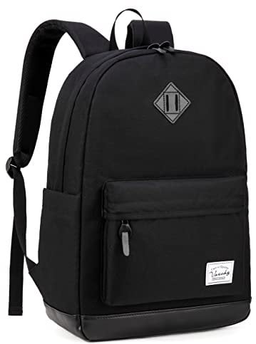 VASCHY Rucksack Herren, Wasserabweisend 15.6 Zoll Schulrucksack Schulranzen Hochschule Schultasche Casual Daypack Mädchen Jungen Teenager Reise Schwarz