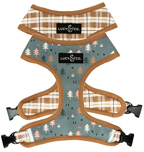 Lucy & Co. Niedliches wendbares Hundegeschirr, Spazierengehhalfter, beste Designer-Haustiergeschirre für XS-XL, gepolsterte, verstellbare Weste für einfaches Spazierengehen, Größe XL, neutrales Braun