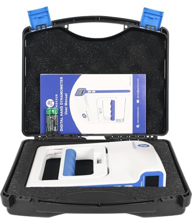 Handexer Tester di forza di presa con custodia protettiva, 120 kg, dinamometro digitale registrato dalla FDA con LCD retroilluminato per test e allenamento della forza di presa