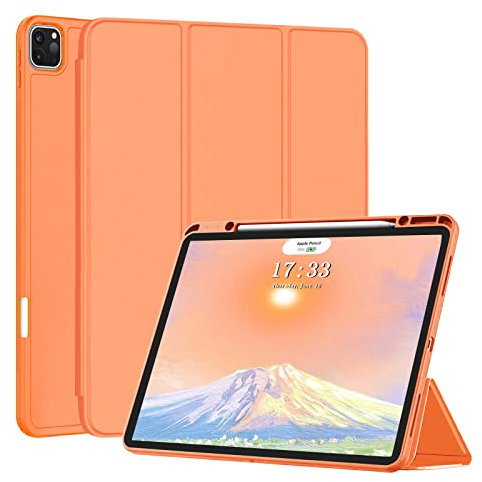 FSCOVER Case for iPad Pro 12.9 inch(6th/5th/4th/3rd Generation,2022/2021/2020/2018),iPad Air 13 inch 2024 M2 with Pencil Holder & Support 2nd Pencil Charging | Trifold Stand | Auto Sleep/Wake,Orange