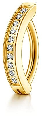 PiercingJak Piercing Anneau Nombril Clicker Piercing au Nombril Arcade Anneau de Nombril Acier Inoxydable Argent Doré Boucle Clou de Ventre Courbé Inversé Bijoux de Corps Sexy Bikini Femme-Or-Zircon