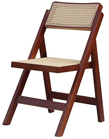 Rattan Cane Folding Foldable Chair, Natural Wooden Dining Side, Kleiner Rasen Hocker für Draußen, für Indoor Wohnzimmer Schlafzimmer und Patio Poolside Garten Sitz ( Color : Walnut , Size : 46*53*82cm