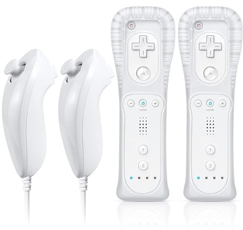 Wii Remote with Nunchuck, Wii Controller with Nunchuck, Compatible with Wii/ Wii U, 2 Pack