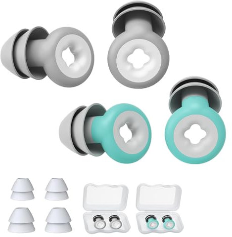 KYNLE 2 Stücke Quiet Sleep, Ohrenschützer Zum Schlafen, Ohrstöpsel Seitenschläfer, Geeignet Zur Reduzierung Des Schnarchens, Linderung Von Tinnitus, Meditieren, Konzentrieren (Grau und Grün)