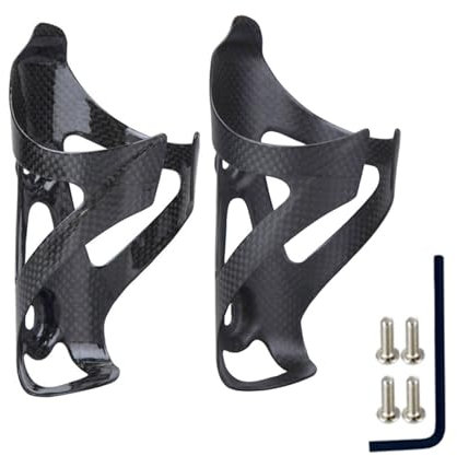 Joxvizx Lot de 2 supports de bouteille d'eau pour vélo, en fibre de carbone, pour VTT, vélo de route, ultra léger, noir mat