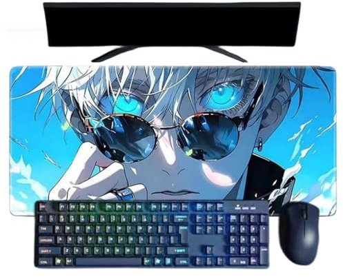 ButkUs Jujutsu Kaisen Satoru Gojo Anime Gaming-Mauspad, XXL, 800 x 300 mm, wasserdicht und rutschfest, strukturierte Oberfläche für PC und Laptops