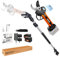 Kebtek Elektrische Gartenschere, 40 mm, schnurlose Gartenschere mit Verlängerungsstange, 18 V bürstenloser Motor, 2 Stück, 2 Ah, wiederaufladbarer Akku, LCD-Display (KT940 Gartenschere + Stangen-Set)