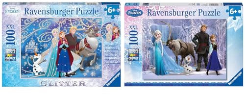 Ravensburger Kinderpuzzle - 13610 Frozen - Glitzernder Schnee & Kinderpuzzle - 10516 Im Reich der Schneekönigin - Disney Frozen-Puzzle für Kinder ab 6 Jahren, mit 100 Teilen im XXL-Format
