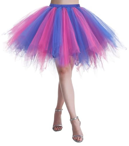 Tütü Damen - Karneval Glitzer Pailletten Mini Tüllrock Faschingskostüme Schwarz Weiß Braun für Karneval Party Rock Abendkleider 80er Jahre Rosa Abschlussball Tütü Tutu