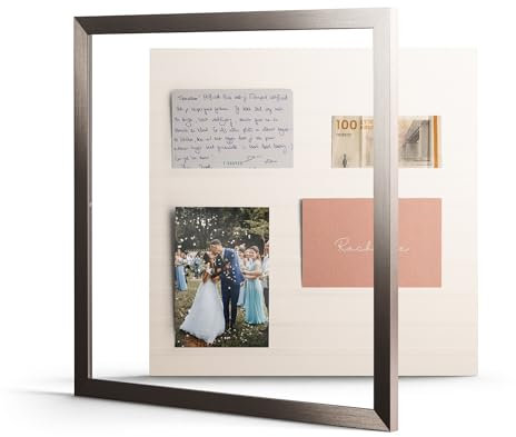 Deknudt Frames - Fotocollage Bilderrahmen groß zum Öffnen für mehrere Bilder (Silber, 40x40cm, Glas) – Abnehmbarer Fotorahmen für mehrere Fotos mit Frontöffnung