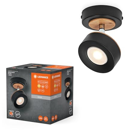 LEDVANCE DECOR SPOT PLUTO, 4,8W, 300lm, schwarz, Spotleuchte, verstellbare Köpfe, vielseitig anwendbar, Innenraumspot, warmweiße Lichtfarbe, hochwertige Optik, einfache Montage