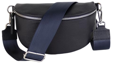 MIRROSI® Bauchtasche Damen, Echtleder, Made in Italy, Umhängetasche, Brusttasche, Crossbody Bag (1 Tasche & 2 Gurte)