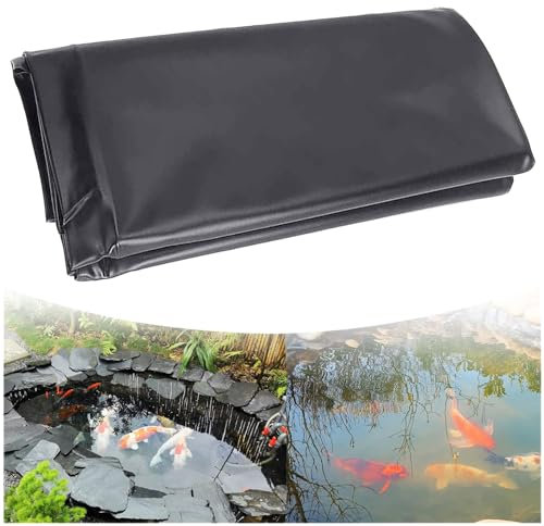 uofgcru Teichfolie, Schwarz HDPE Teichfolien Schwerlast, 0.2mm Stärke Dichtungsfolie Teichmembran Gartenteich Teichplane für Fischteiche, Brunnen, Wassergarten und Wasserfall(3×15m)