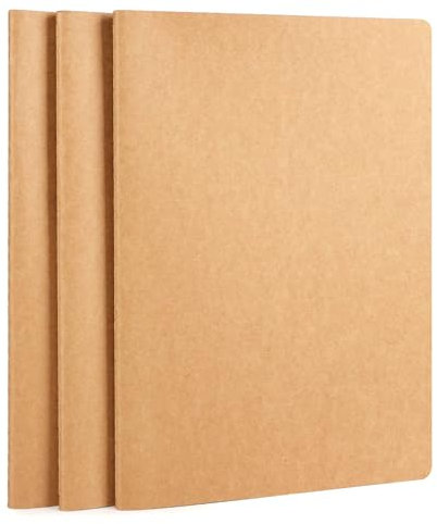 Yarotm Notizbuch A4 Kariert - 3 Stück Tagebuch Notizbücher 80 Seiten - 100g/m² Collegeblock A4 Kariert 5x5mm - 21x29.2cm Braun Notizblock A4 - Kraft Notebook Schule Reisetagebuch