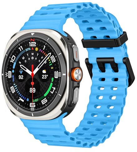 MoKo Cinturino Sportivo Compatibile con Samsung Galaxy Watch Ultra 47mm (2025/2024) per Uomo Donna, Cinturino di Ricambio in Silicone Morbido e Traspirante per Galaxy Watch 7 Ultra, Blu cielo