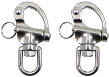 Schnappschäkel, 2 Stücke 316-Edelstahl Swivel Eye Snap Shackle, Quick Release D-Links Haken Schäkel Clip für Segelboot Sandsack Spinnaker Halyard