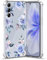 Nuxiady Cover per Samsung Galaxy A35 5G Sottile silicone TPU Trasparente Antiurto Case Fiore Disegni Antigraffio Bumper Cover per Galaxy A35, Rosa Blu
