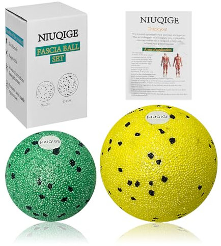 NIUQIGE Set de Bolas de Fascia - Bola de Masaje para Auto-Masaje Dirigido de Fascias, Puntos Gatillo y Tensiones - Bola de Fascia para Masaje Corporal Completo Eficaz y Relajación - 2X Bolas 8cm & 6cm