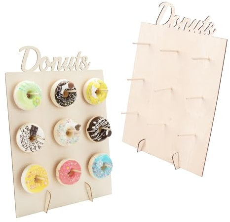 INCNMAD Donut Ständer aus Holz Donutständer 2 Stück 9 Löcher Donuts Stander Wand Donut Board für Hochzeit Geburtstagsfeier Süßigkeitenwagen Party, 30x40 cm Ausgehöhlt