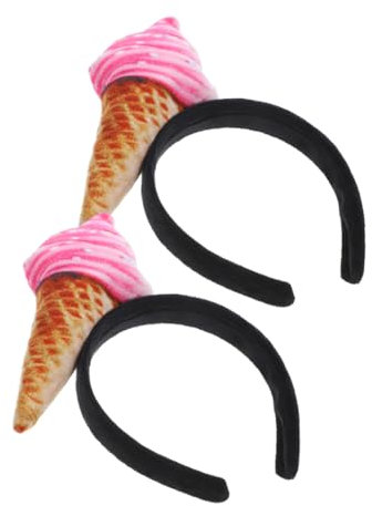 DRESSOOS 2 Stück Eiscreme Stirnbänder Lustiger Eistüte Kopfschmuck Für Kostümpartys Mottopartys Und Karneval Ausgefallenes Accessoire Für Damen Und Herren Ideal Für Fasching Und