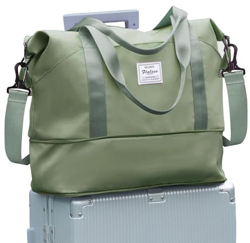 Reisetasche Damen Sporttasche 40x20x25 Ryanair Handgepäck Tasche Weekender Bag Schwimmtasche Wasserdicht Travel Duffle Bag Fitnesstasche Trainingstasche Frauen für Reise Gym,A21-Grey Green