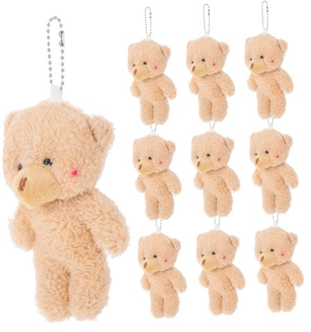 VICASKY 10pcs Plush Keyring Blush Bear Tiny Stuffed Toy Keychains Soft Mini Bear Doll for Diy Animal Cute Keychain Pendant