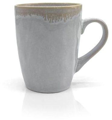 Mea-Living STONEWARE Becher mit Henkel, polarweiß, handgemachtes Steingut, 400 ml, wunderschönes handmade Geschirr