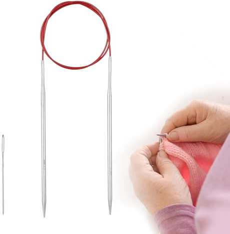 Guclud 4mm Circular Knitting Needles 100cm, Metal Circular Needles with Flexible Cable, Stainless Steel Round Knitting Needles for Beginners, Knitting Pins for Blanket, Scarf, Hats