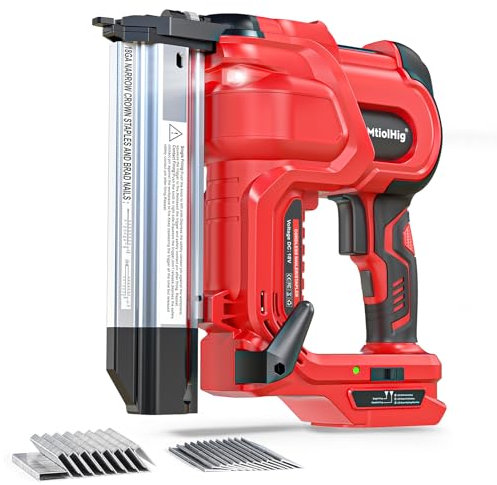 Cordless 2 Brad Nailer For Milwaukee Battery(No Battery), 2-in-1 Electric Nail Gun/Staple Gun, 18 Gauge Nail Gun Battery Powered with 1000 Nails for Wood Carpentry, Adjustable Depth, 2 Modes